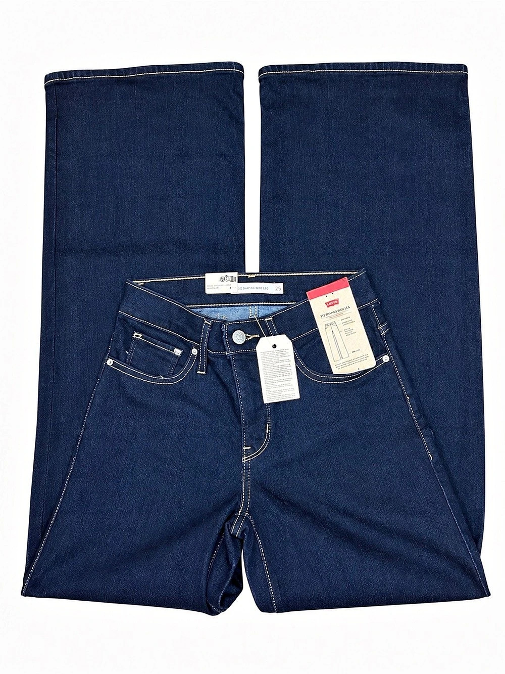 Levis 318 Shaping Wide Leg Jeans Womens 25x32 Dark Wash Mid Rise NWT Y2K